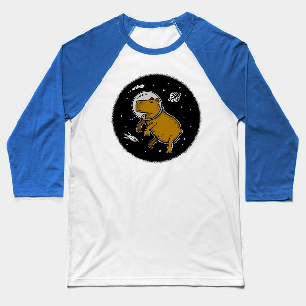 Capybara Astronaut in Space - Meh (Color version) Baseball T-Shirt by UselessRob